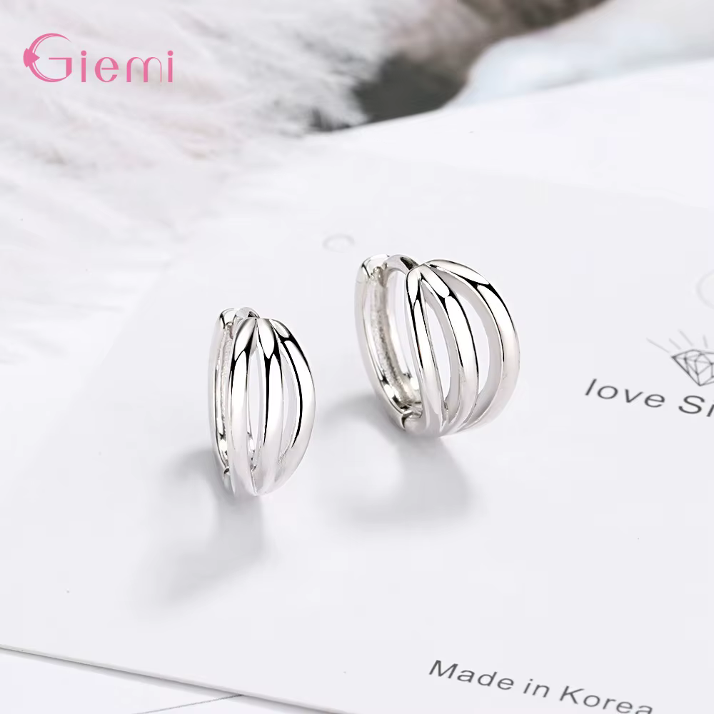 Simper personnalité 925 en argent Sterling 3 couches boucles d'oreilles pour femmes fille multicouche mode bijoux cadeau
