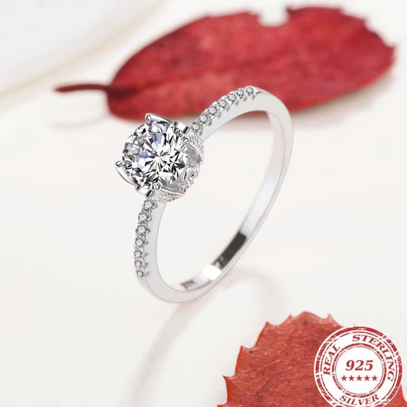 Bague classique de luxe en argent Sterling 925 pour femmes
