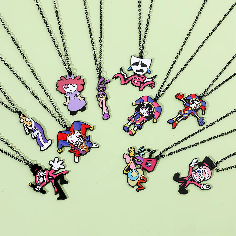 Collier Kawaii de la série The Amazing Digital Circus - Bijou en métal émaillé tendance