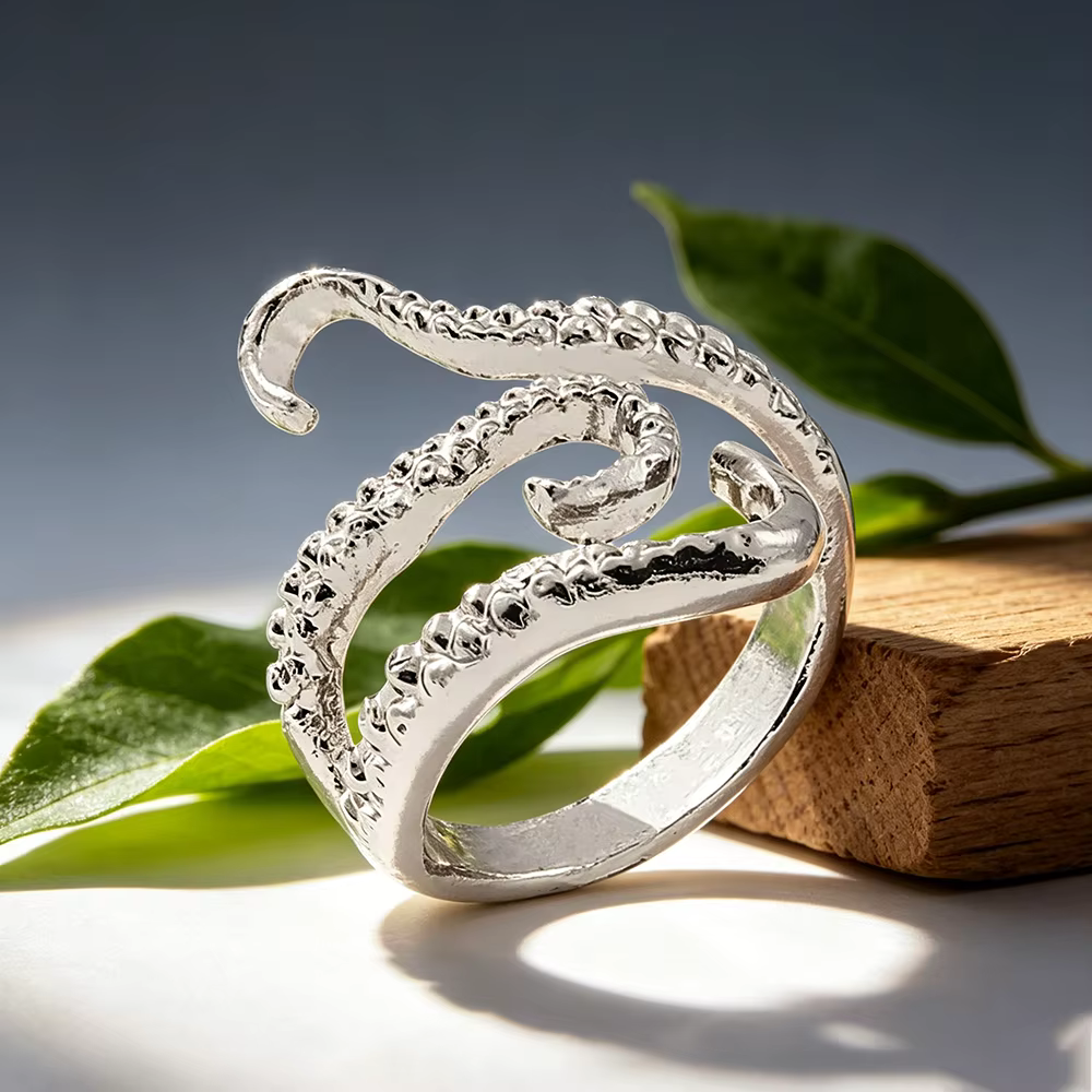 Bague ajustable tentacule de pieuvre