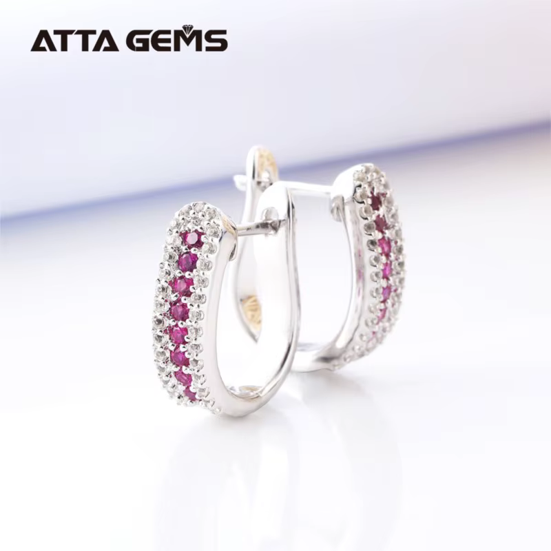 Boucles d'oreilles en argent rubis pour femmes
