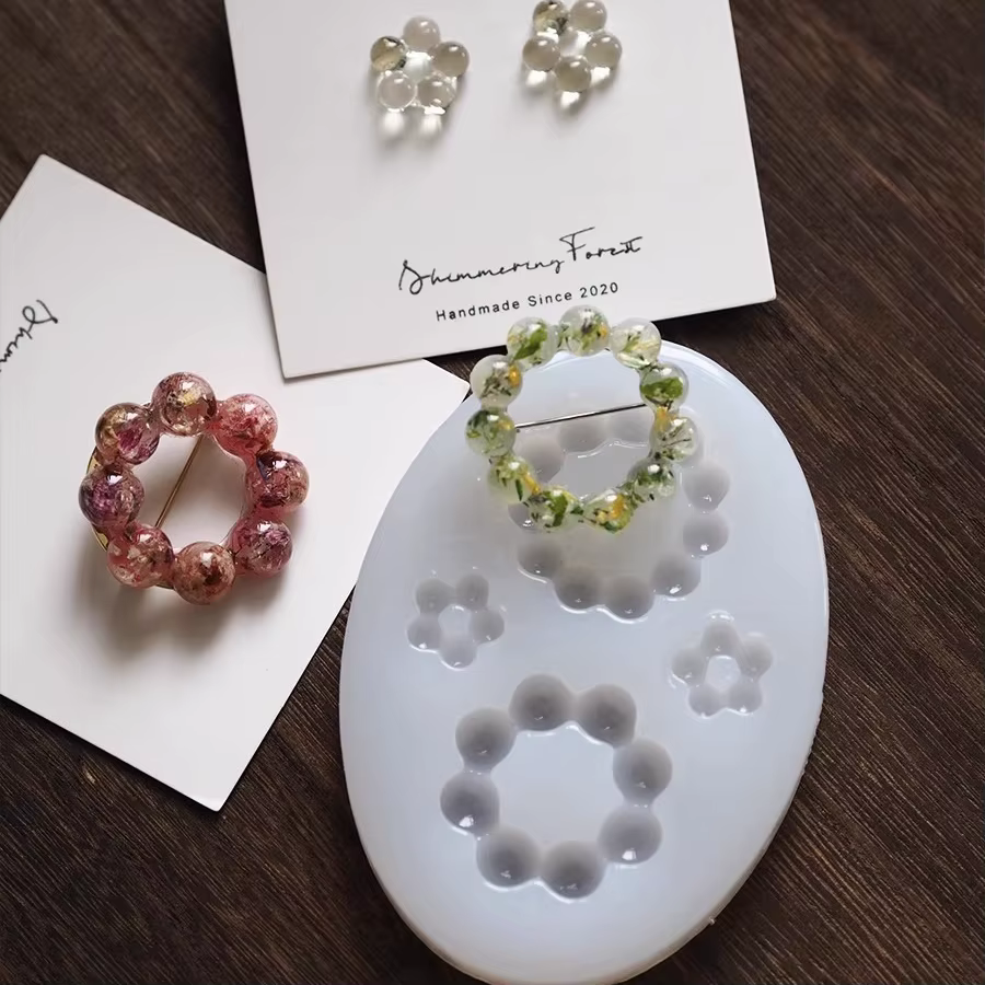 Moule en résine époxy, anneau, boucle d'oreille, bricolage, Surface miroir, résine, bijoux, artisanat en Silicone