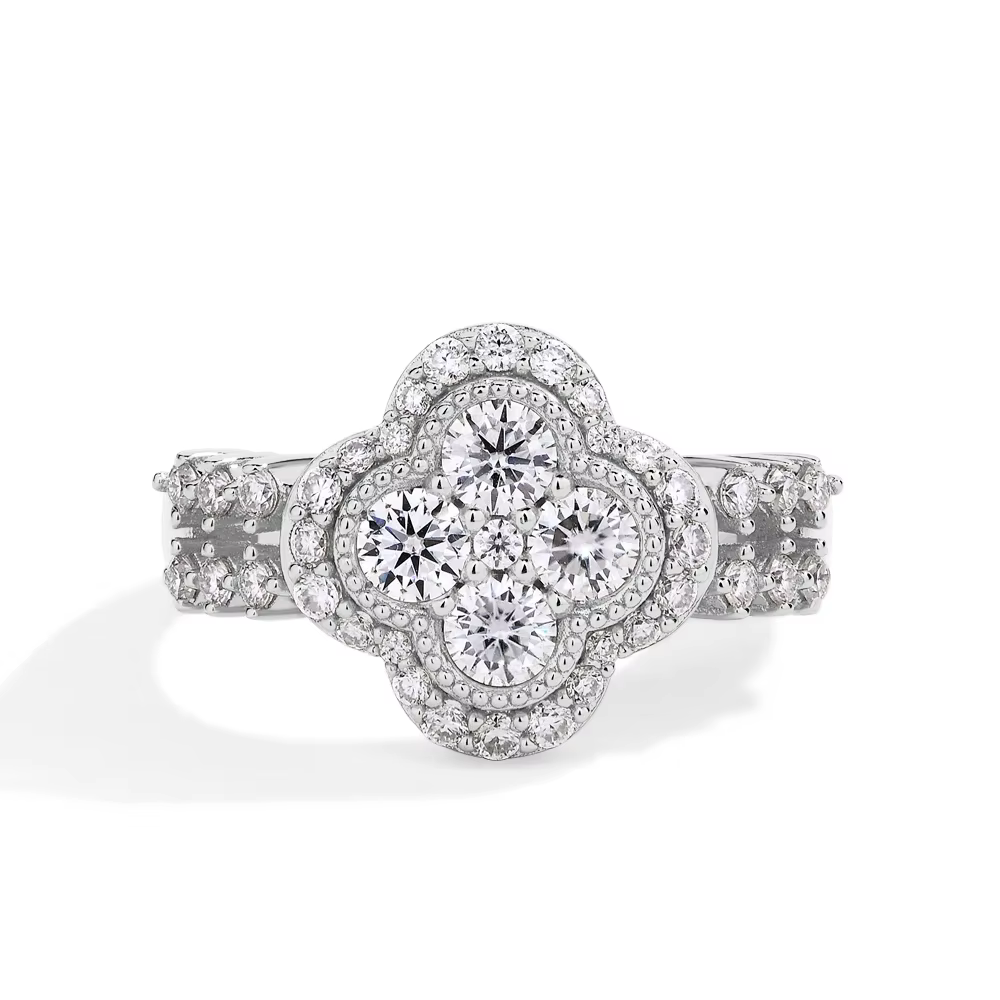 Bague en or blanc 18 carats plaqué or avec diamant