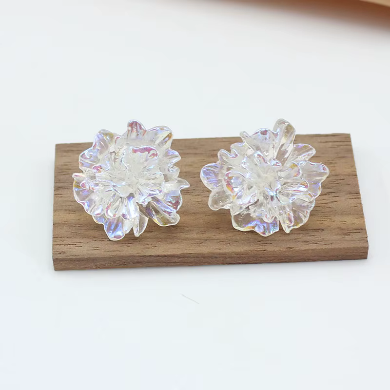 Résine AB couleur 3D sculpture fleur grande boucle d'oreille pour les femmes personnalité tempérament créatif Simple bijoux fille cadeau Brincos