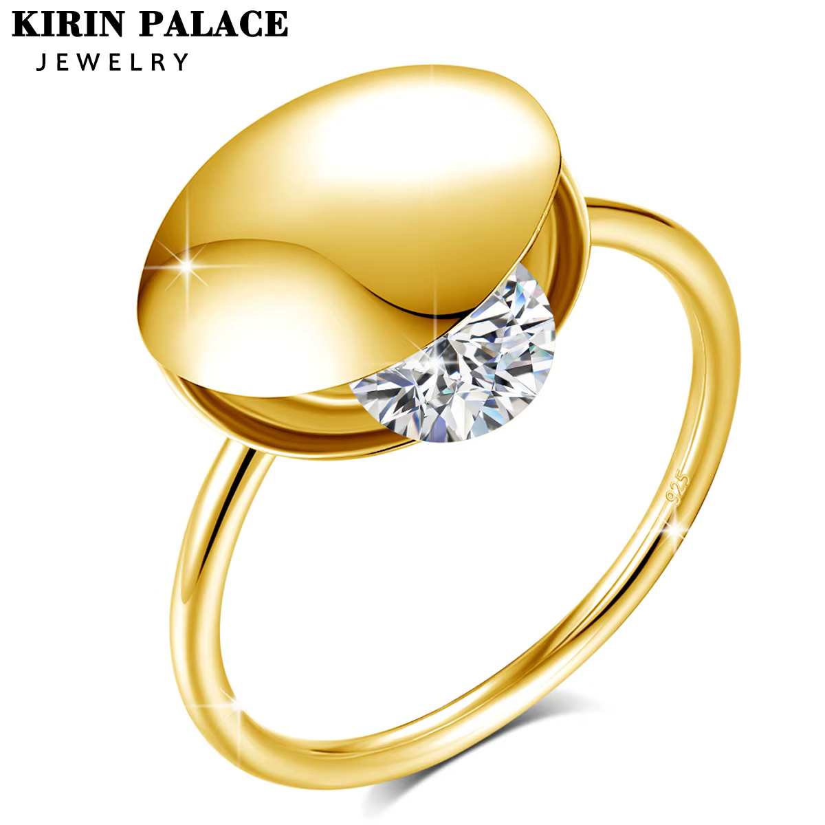 Bague en argent Sterling 925 plaqué or 18 carats