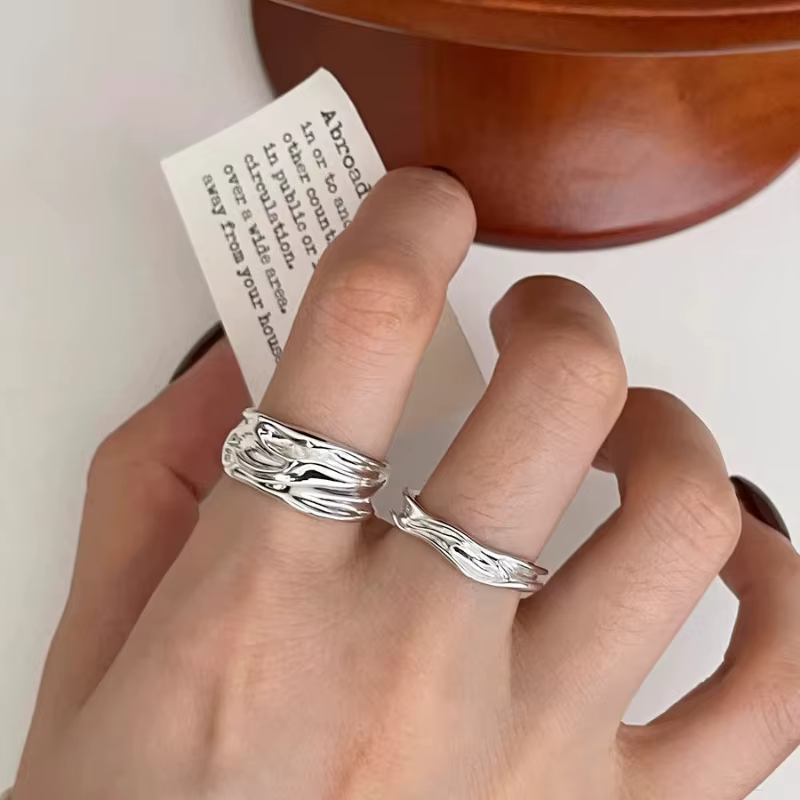 Bague Bergame Irrégulière en Argent Sterling 925 pour Femme et Fille