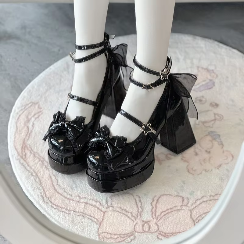Chaussures Mary Janes pour femmes, Style doux, talons hauts Lolita, chaussures de mariage élégantes avec nœud, chaussures décontractées exquises Zapatos Mujer