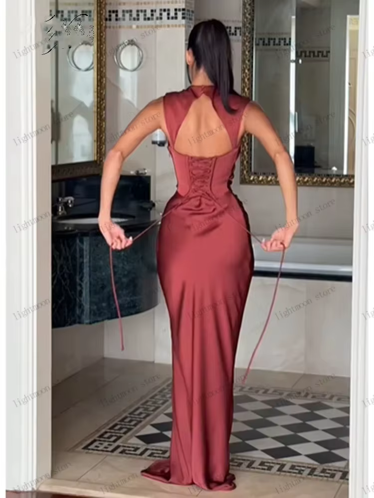 Robes de soirée élégantes pour femmes, robes de bal simples, robes en satin sans manches, robes de gala personnalisées.