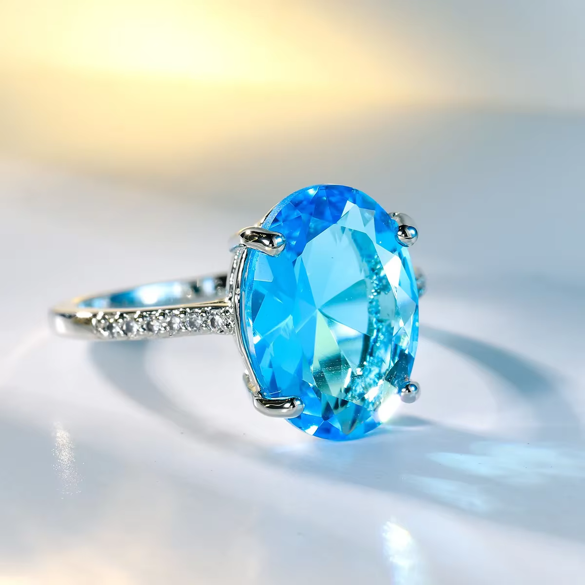 Bague Solitaire en cristal de luxe pour femmes