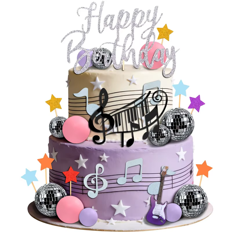 Décorations de gâteau musical pour fille : thème concert de pop