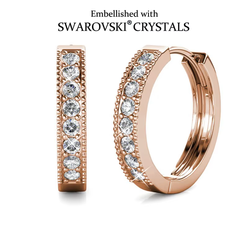 Daisini – boucles d'oreilles créoles scintillantes avec cristaux Swarovski pour femmes