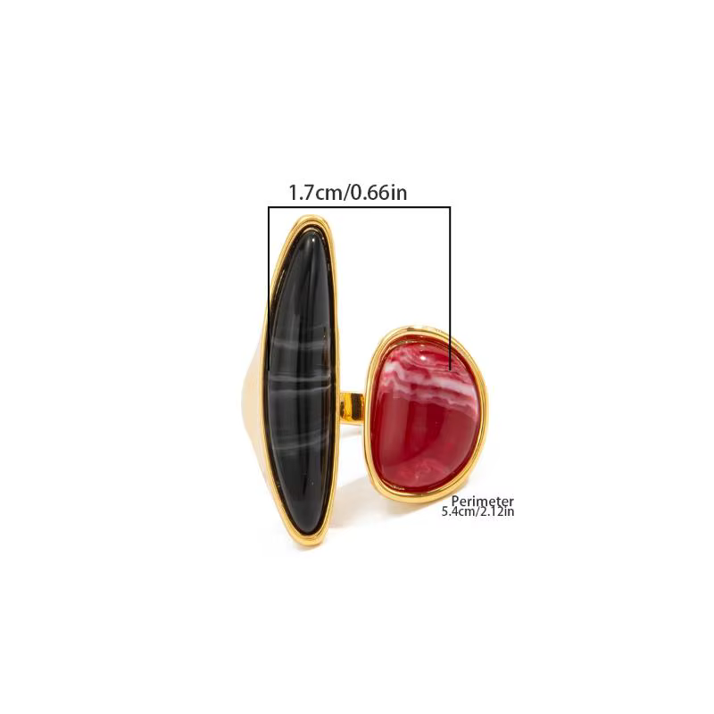 Bague ajustable en pierres précieuses, design géométrique irrégulier, ouverture tendance, design unique pour les fêtes, le quotidien ou comme cadeau pour elle