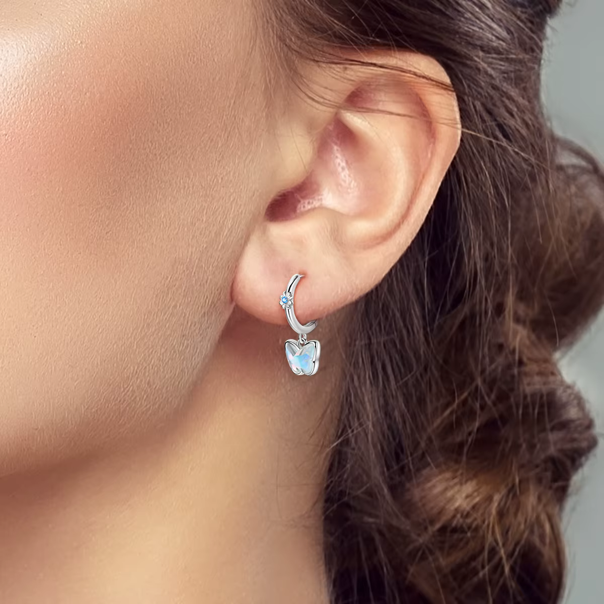 Boucles d'oreilles pendantes en argent sterling 925 avec opale aurore