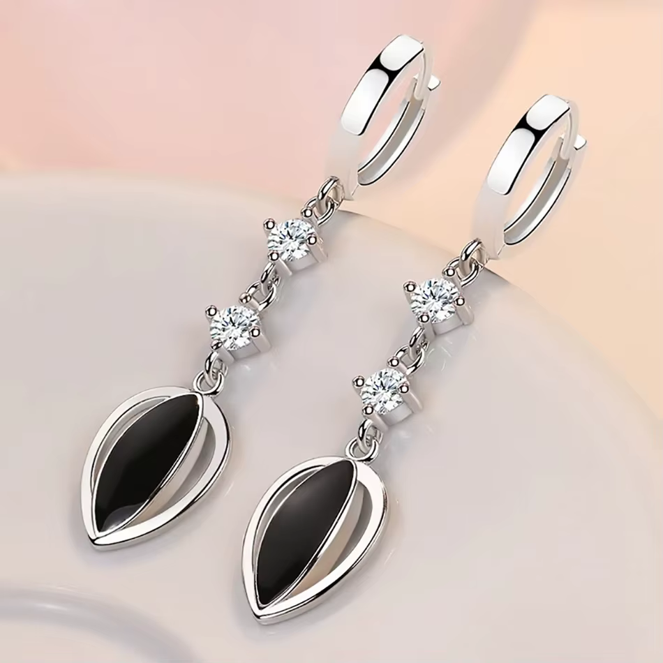 1 paire de boucles d'oreilles en argent sterling 925 avec incrustation de zircons en forme de graines de melon pour femmes, bijoux élégants pour accessoires quotidiens