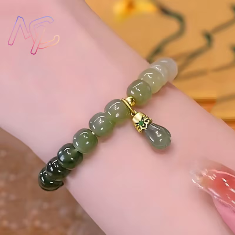 Bracelet en forme de fleur de Jade Hetian naturel