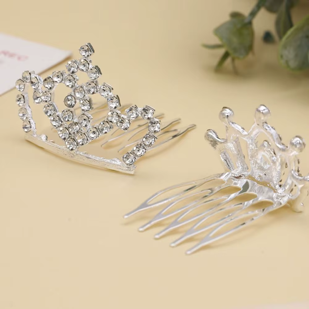 Peigne à cheveux couronne en cristal fleur