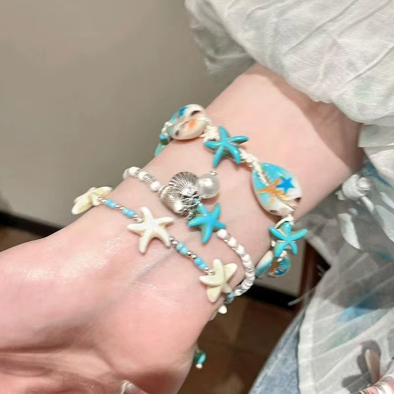 Bracelet en perles coquillages étoiles de mer, style bohème, pour femmes, bijoux de vacances d'été