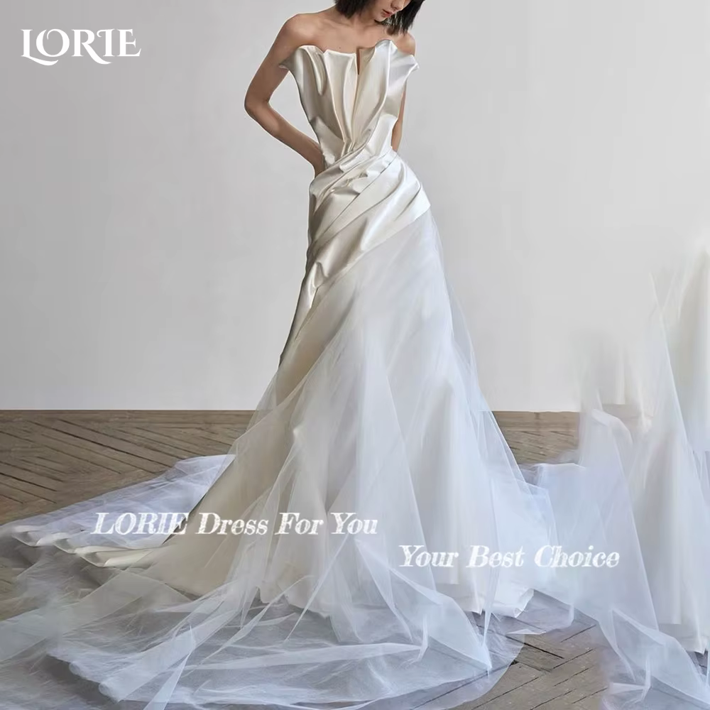 LORIE plis sirène robe de mariée sans bretelles élégant dos nu robes