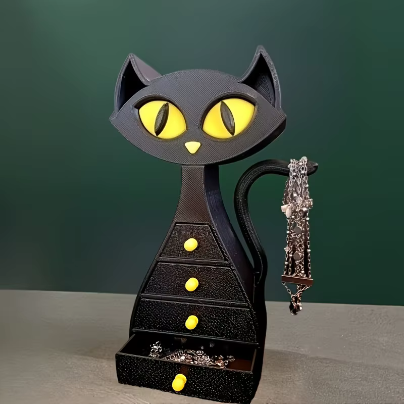 Bijoux en forme de chat noir, accessoires, boîte décorative, pièce de rangement d'art décoratif, choix cadeau idéal pour la saint-valentin