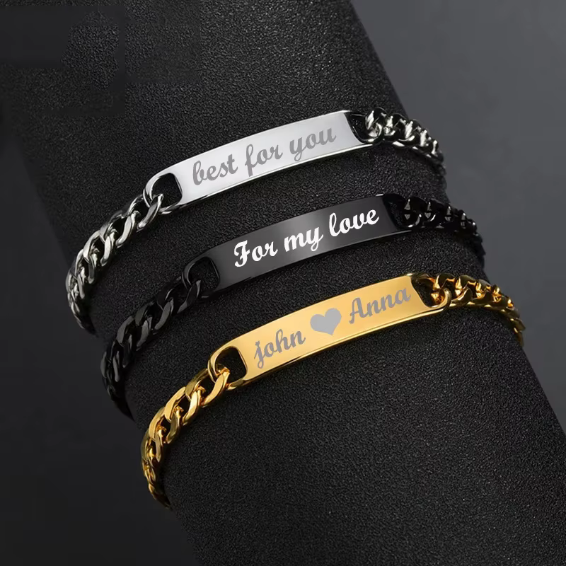 Bracelet incurvé en acier inoxydable personnalisé pour hommes et femmes
