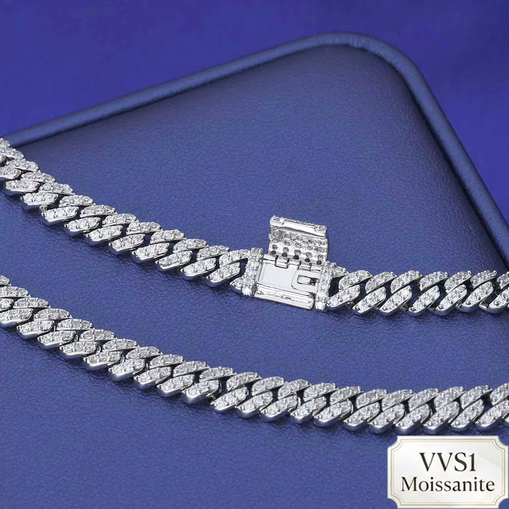 Collier cubain Nuoya 6MM à une rangée de moissanite