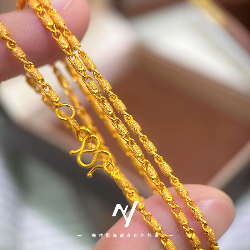 Collier en or véritable 24 carats 9999 luxueux pour femme