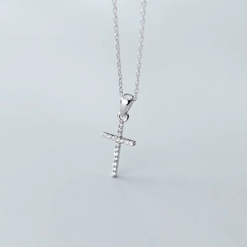 Modian – collier de luxe en Zircon éblouissant avec pendentif en croix en argent Sterling 925 véritable pour femmes