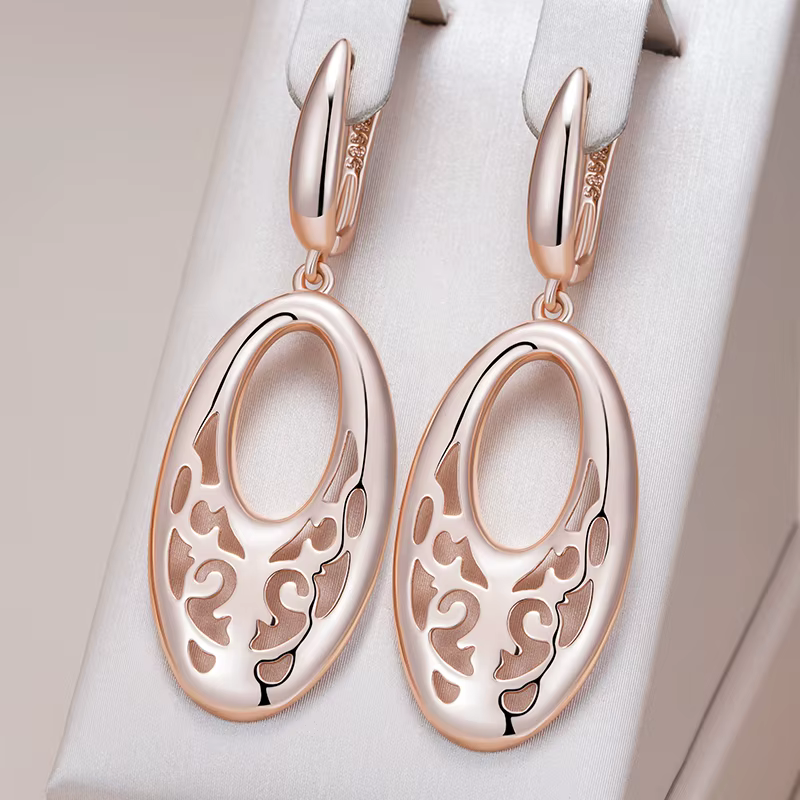 Kinel chaud Unique fleur ethnique mariée pendentif boucles d'oreilles pour les femmes mode 585 or Rose haute qualité quotidien Fine Boho bijoux