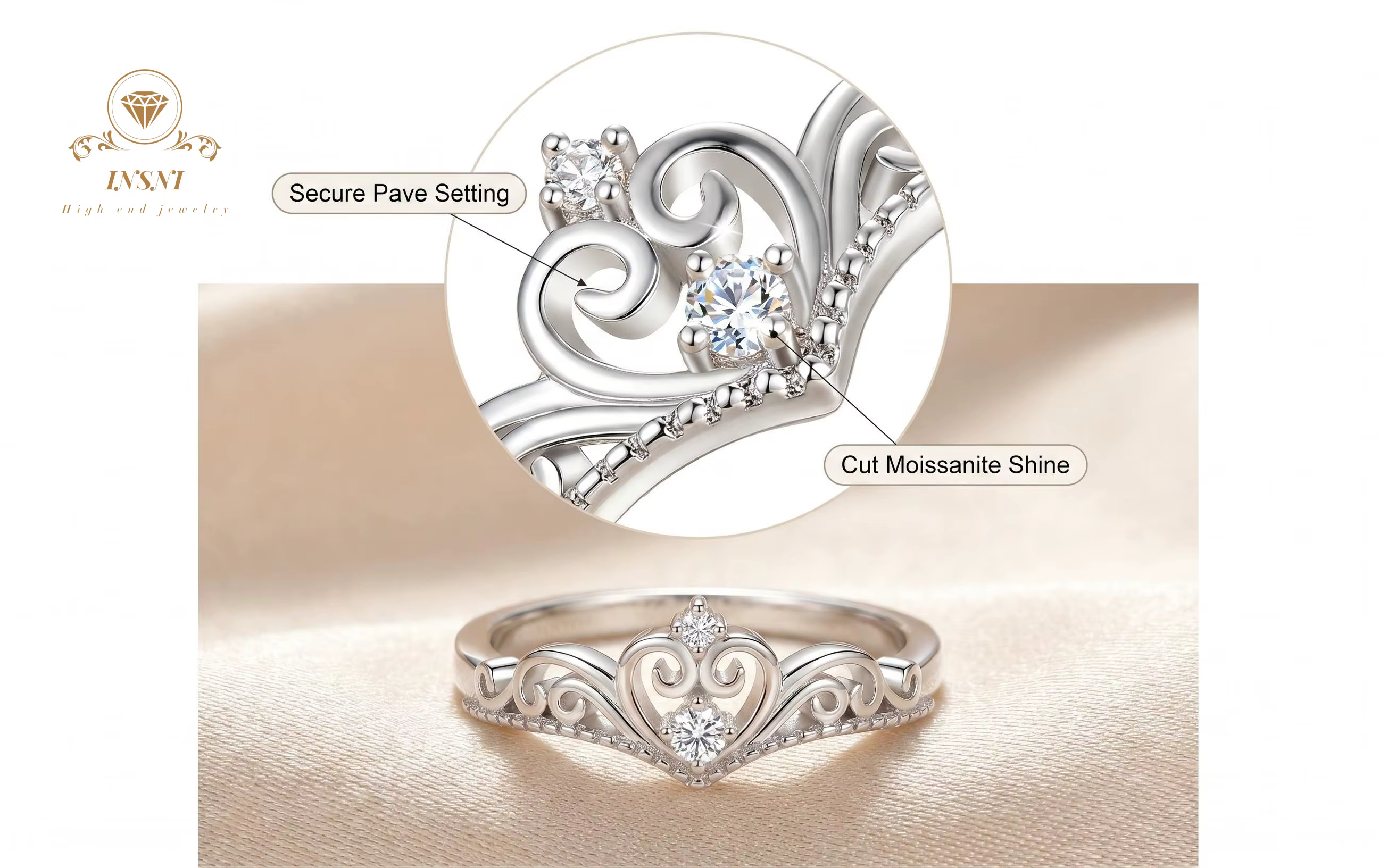 Bague Couronne de Princesse pour Femme