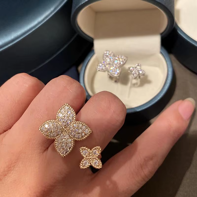 CAOSHI – bague d'ouverture de fleur esthétique Chic pour femmes