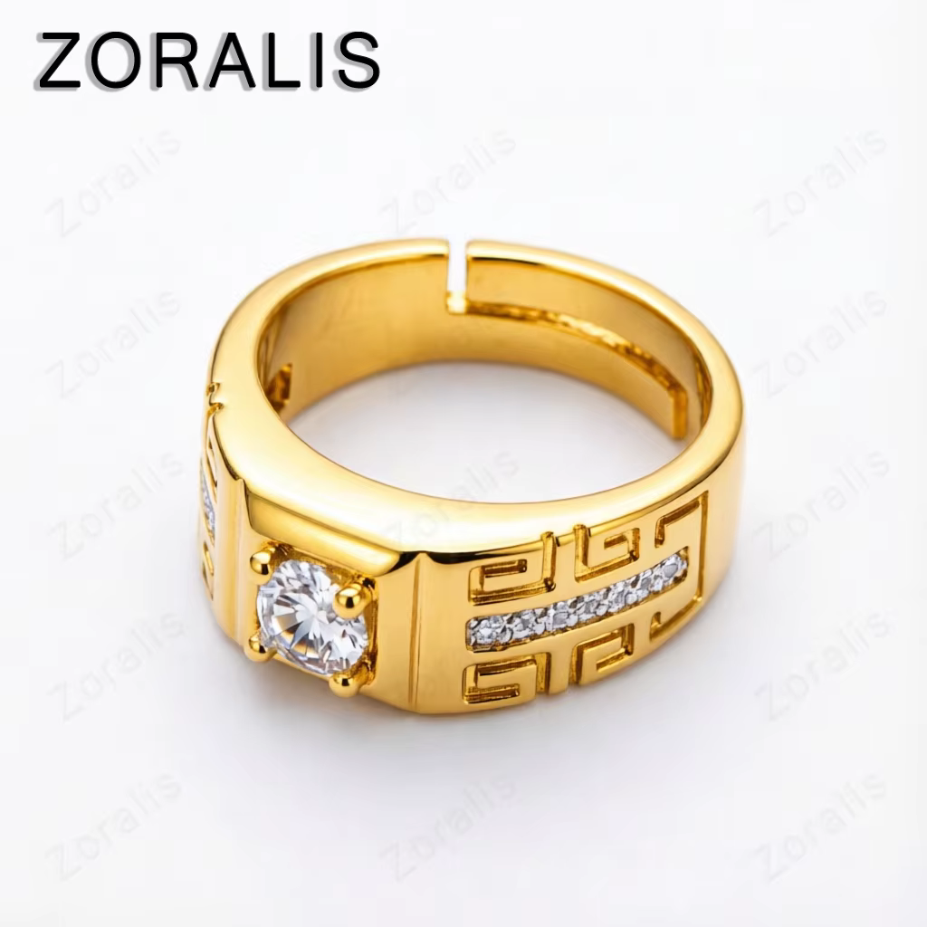 Bagues ouvertes en or 18 carats avec gros cristaux pour homme et femme