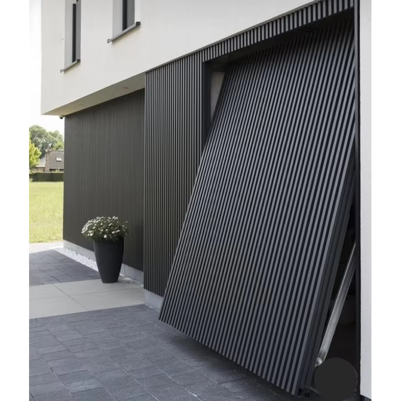 Une fois Art bande de bois couverte porte de garage-double ascenseur incliné garage caché