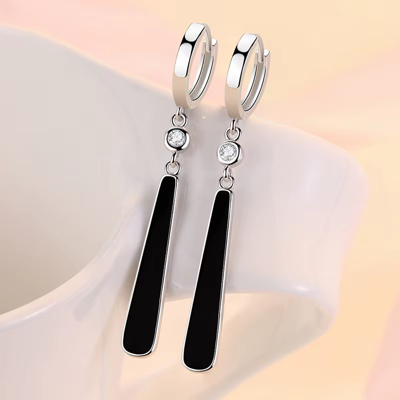 KOFSAC – boucles d'oreilles géométriques noires pour femmes