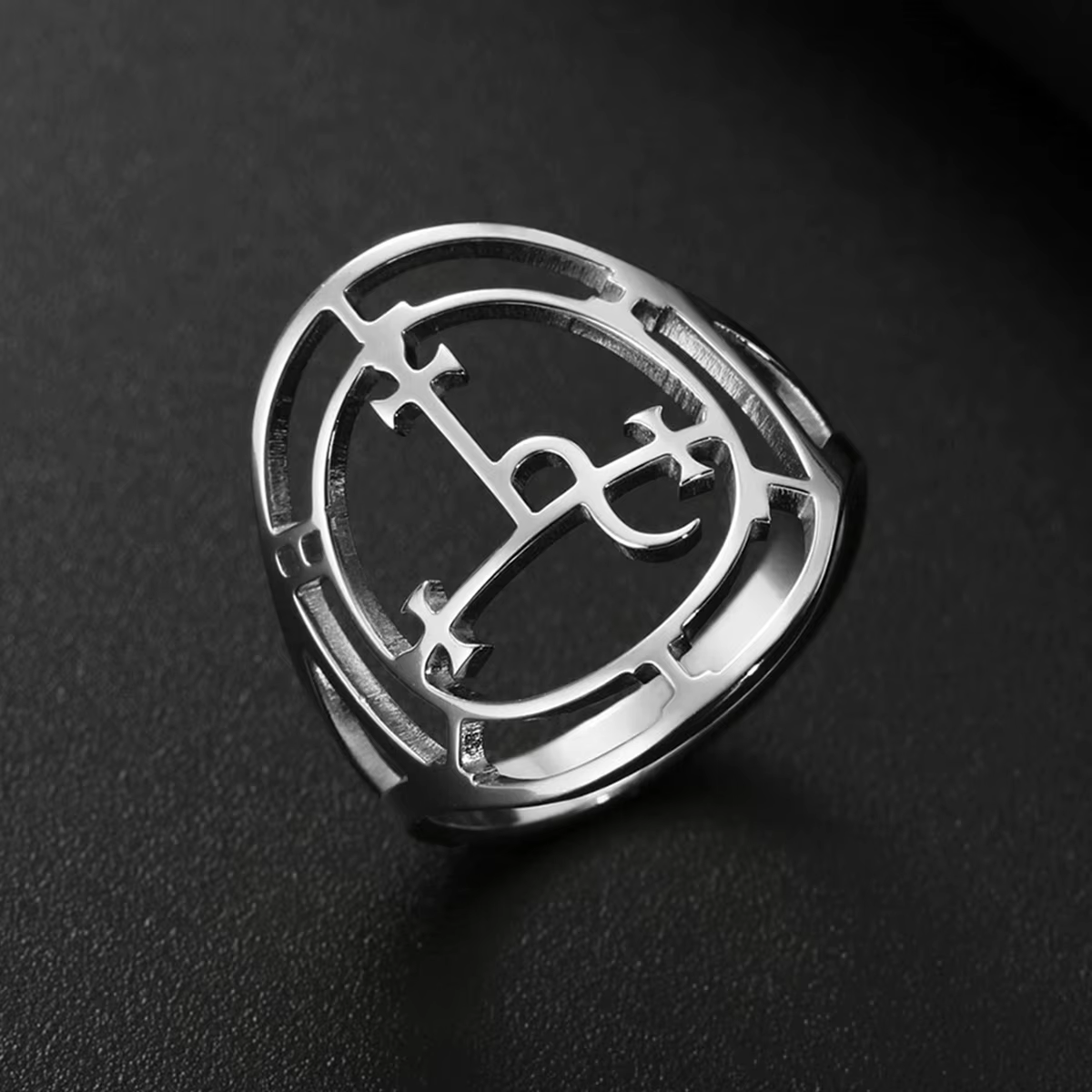 LIKGREAT Sigil de Lilith bague en acier inoxydable reine de la nuit salomon Protection magique amulette bague bijoux cadeau pour femmes hommes