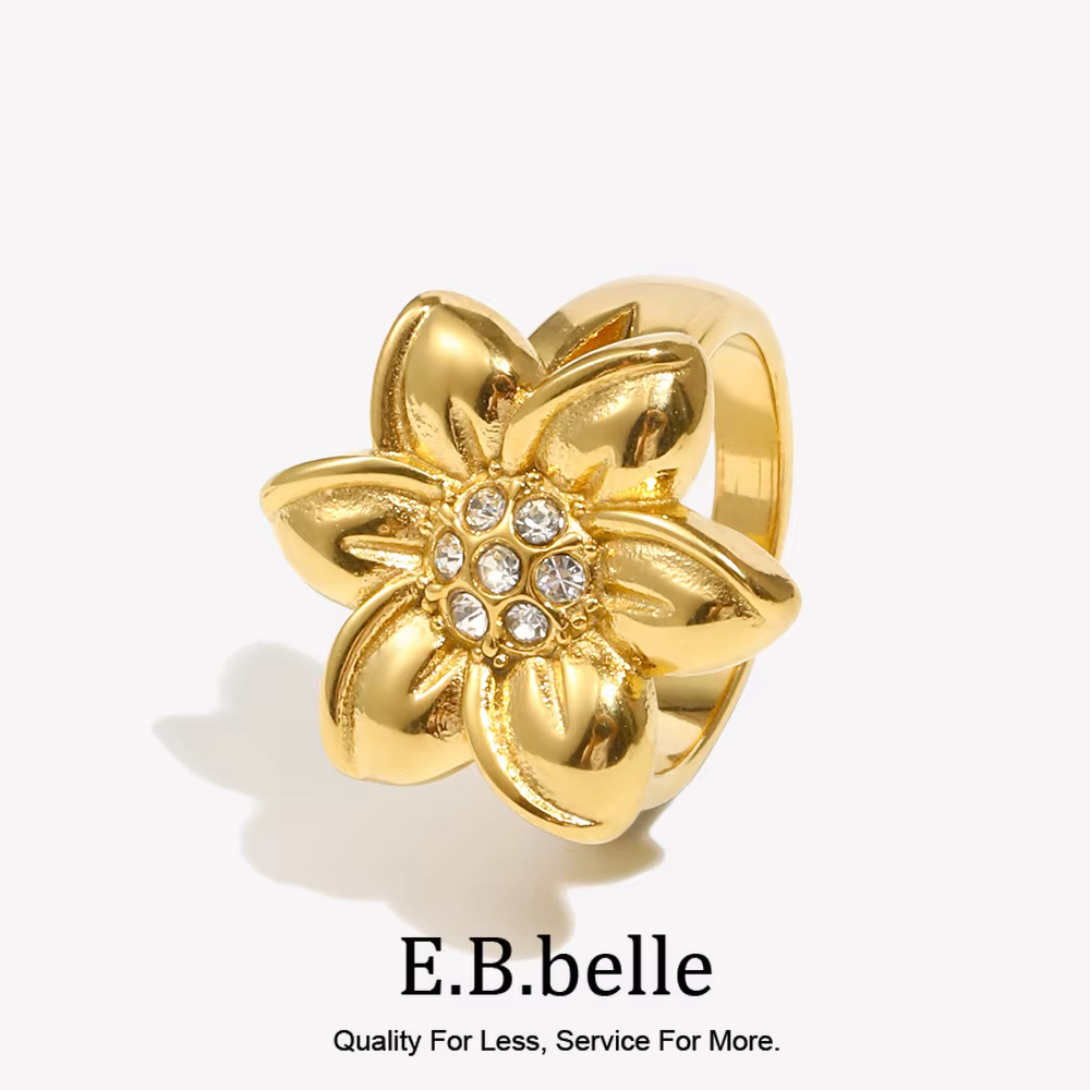 E.B.belle – bague en forme de fleur en strass