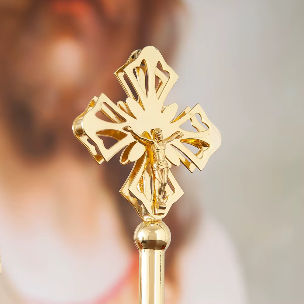 Crucifix catholique croix en métal doré