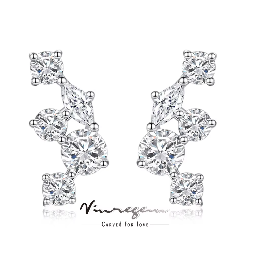 Vinregem – boucles d'oreilles scintillantes en diamant à haute teneur en carbone pour femmes