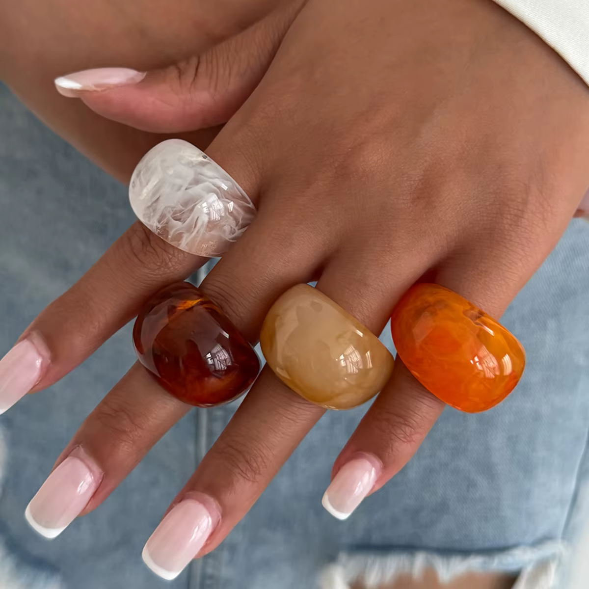 Ingemark créatif irrégulier lisse résine anneaux pour femmes nouvelle tendance Boho coloré bagues esthétique Festival fête bijoux