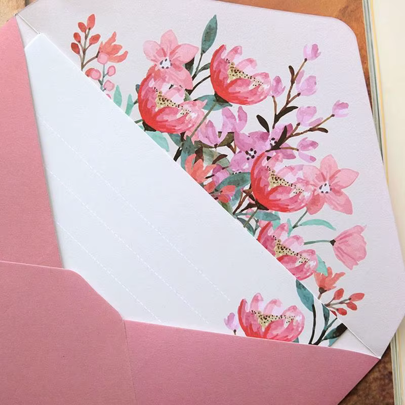 Ensemble d'enveloppes de fleurs en papier à lettres