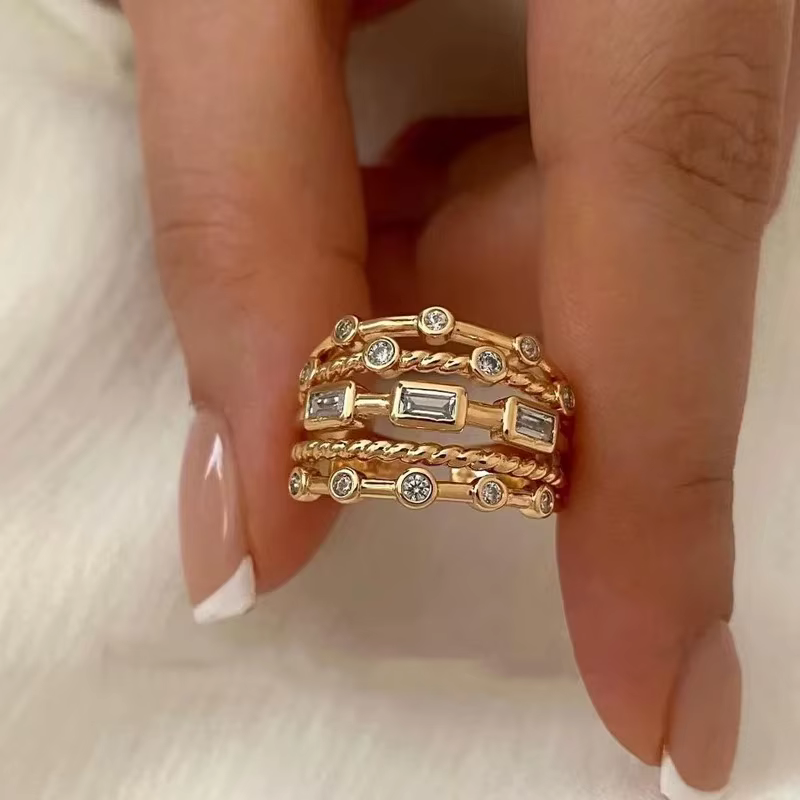 Bagues de soleil plaquées or 18 carats pour femmes