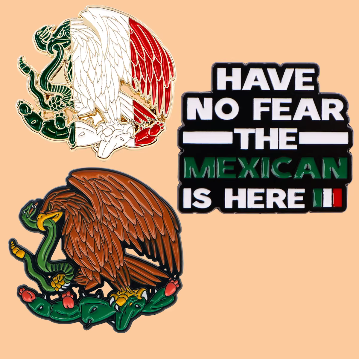 Broches émaillées d'aigle de sensation mexicaine