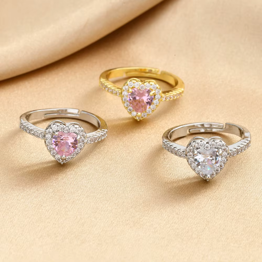 Bague en forme de cœur réglable pour femmes