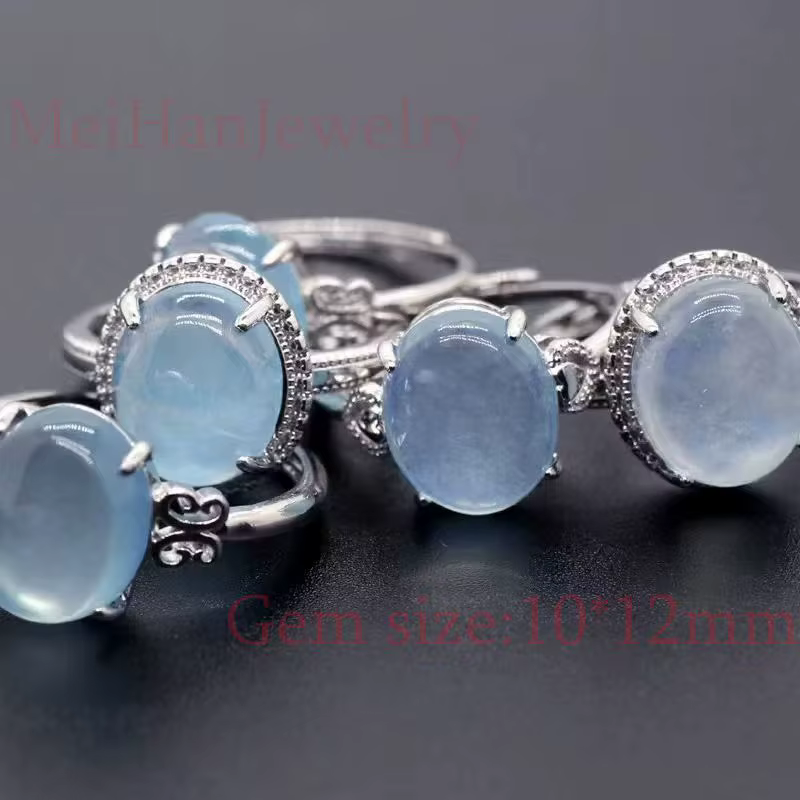 Perles ovales en aquamarine naturelle Meihan