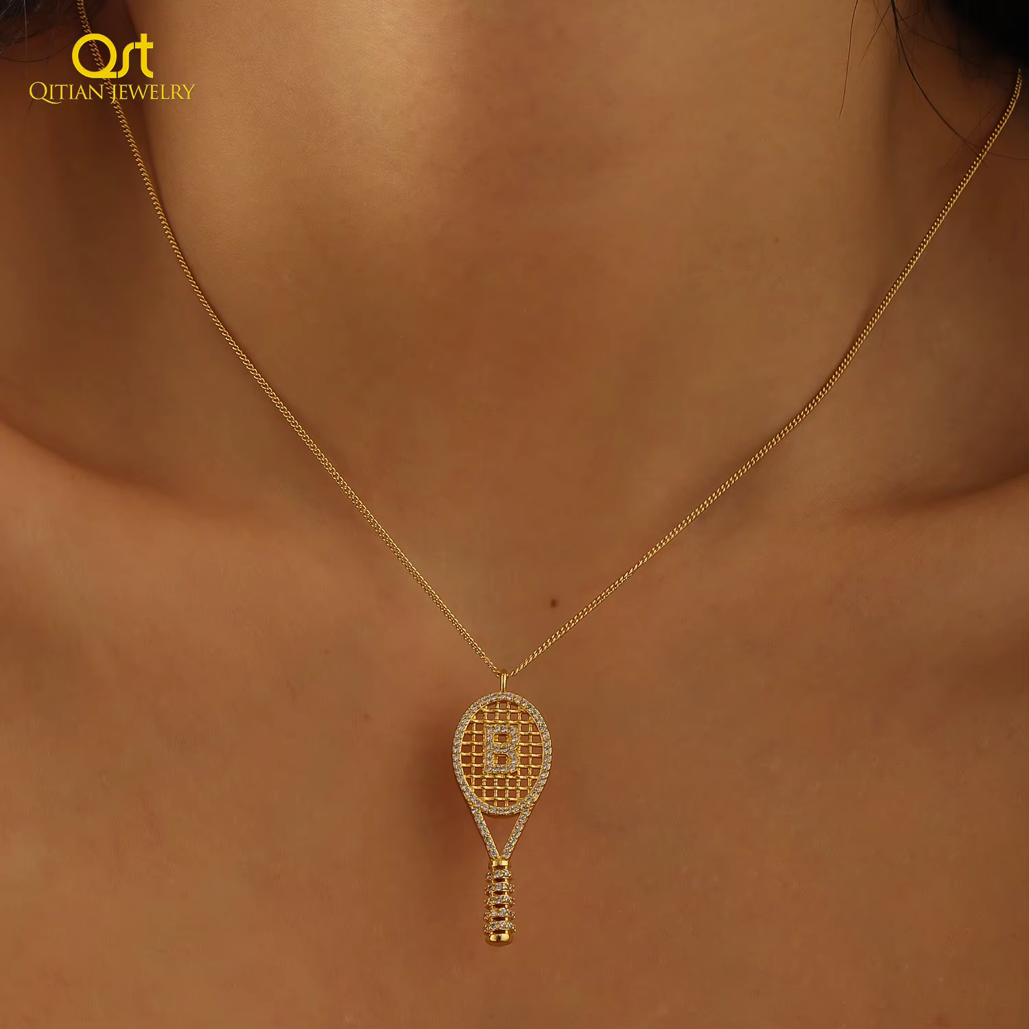 Collier personnalisé Qitian avec initiale A-Z