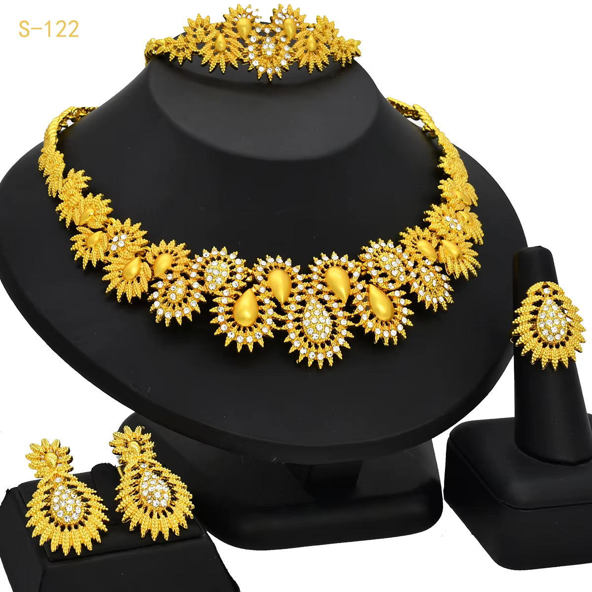 ANIID nigérian couleur or ensemble de bijoux pour femmes indien collier rond boucle d'oreille africain 24K plaqué or