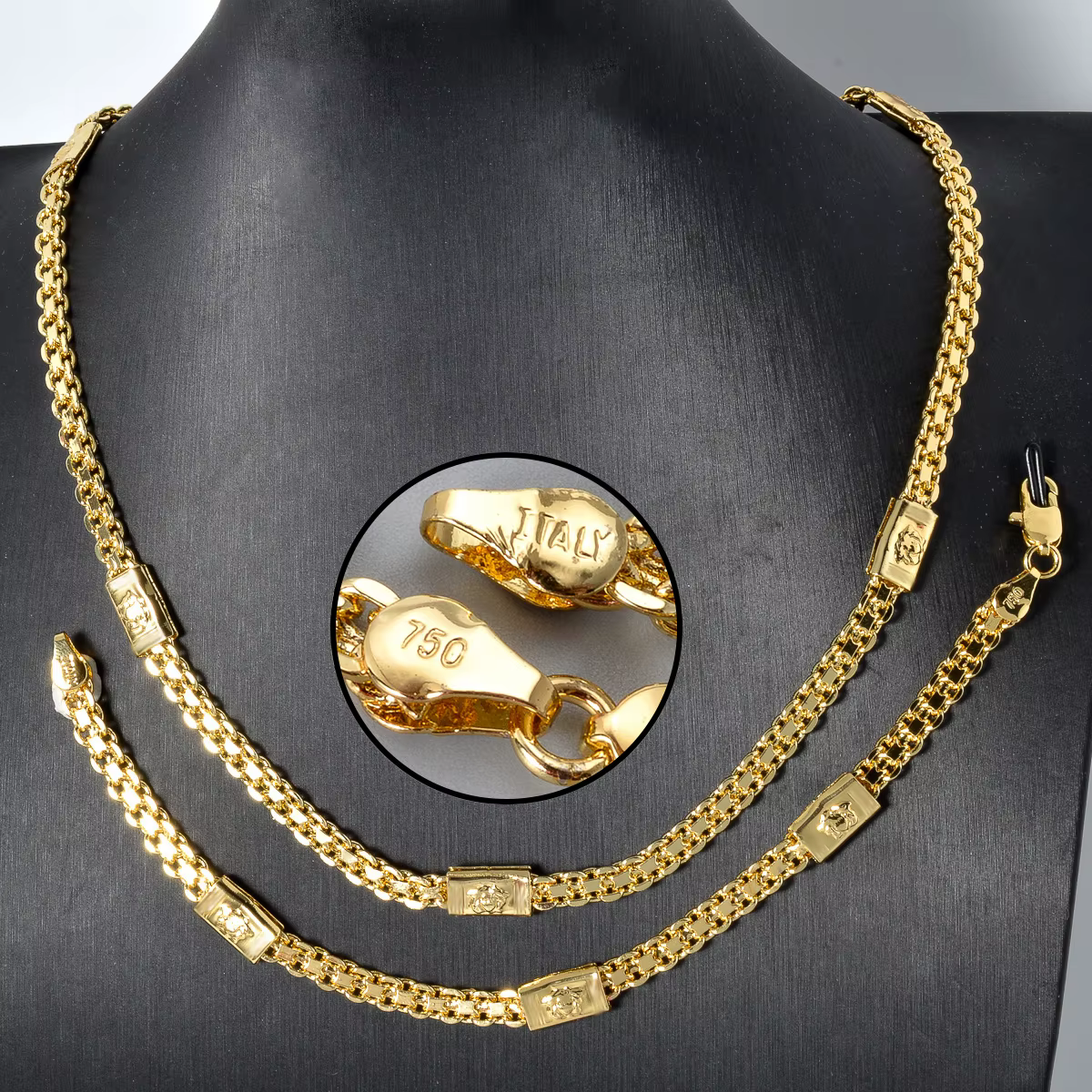 Dubaï 18k plaqué or ensembles de bijoux de luxe Hip Hop Punk 2 pièces