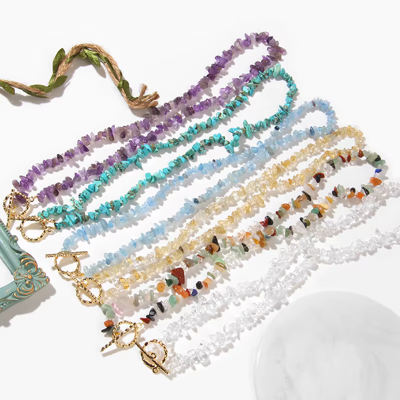 Collier ras du cou en pierre de gravier style Boho