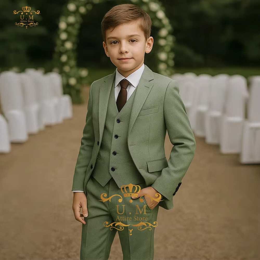 Costume vert sauge élégant pour garçons