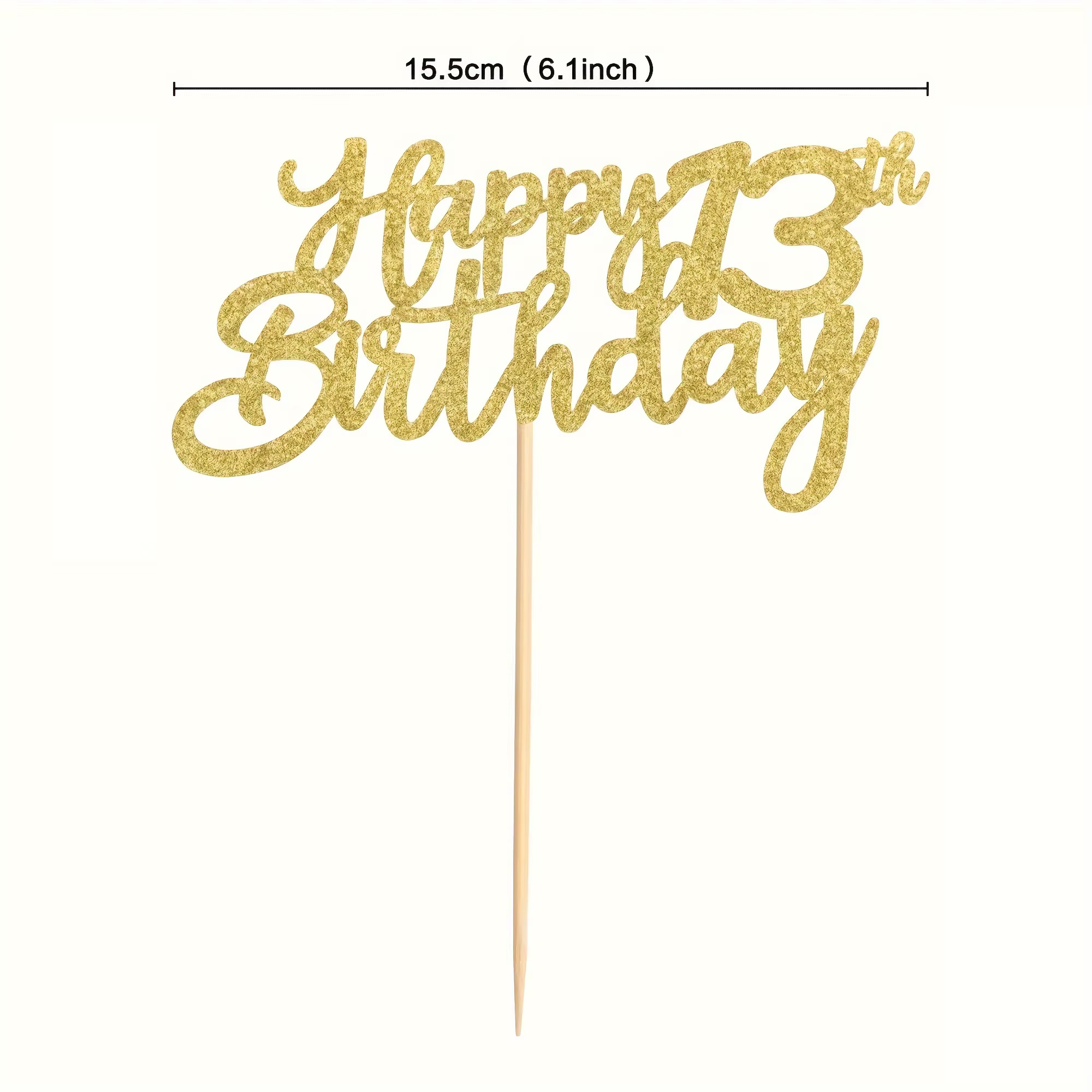 Décoration de gâteau dorée «joyeux 13e anniversaire»