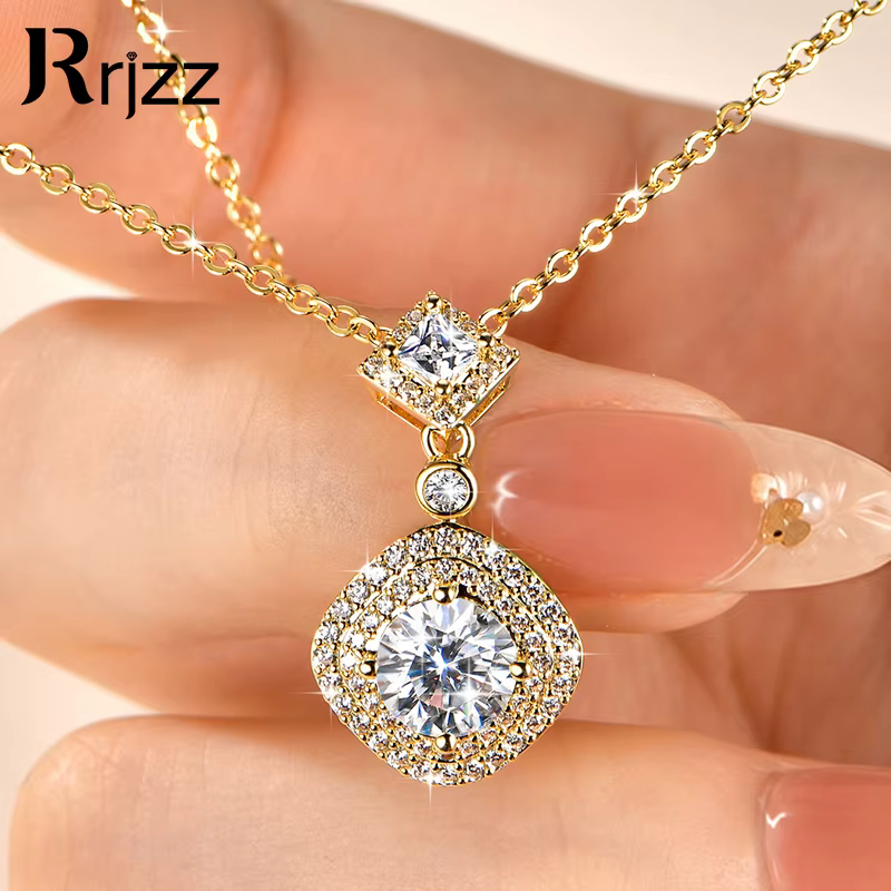 Rrjzz Exquisite Collier pendentif en moissanite ronde couleur D de 6